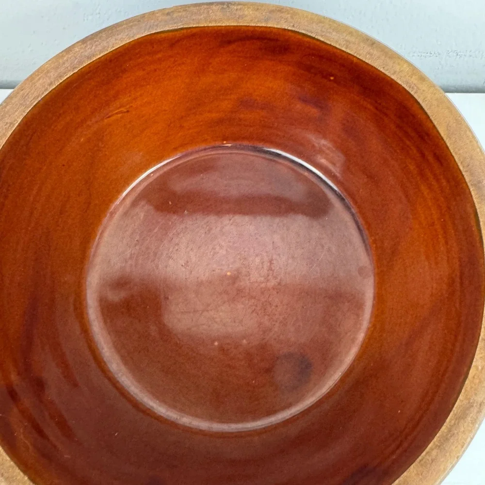Vtg Mar-Crest Daisy Dot Brown Drip Glaze Covered Stoneware‎ Casserole Dish